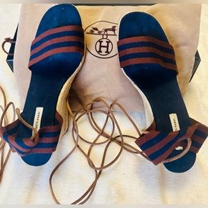 Hermes Blue and Brown Sandals